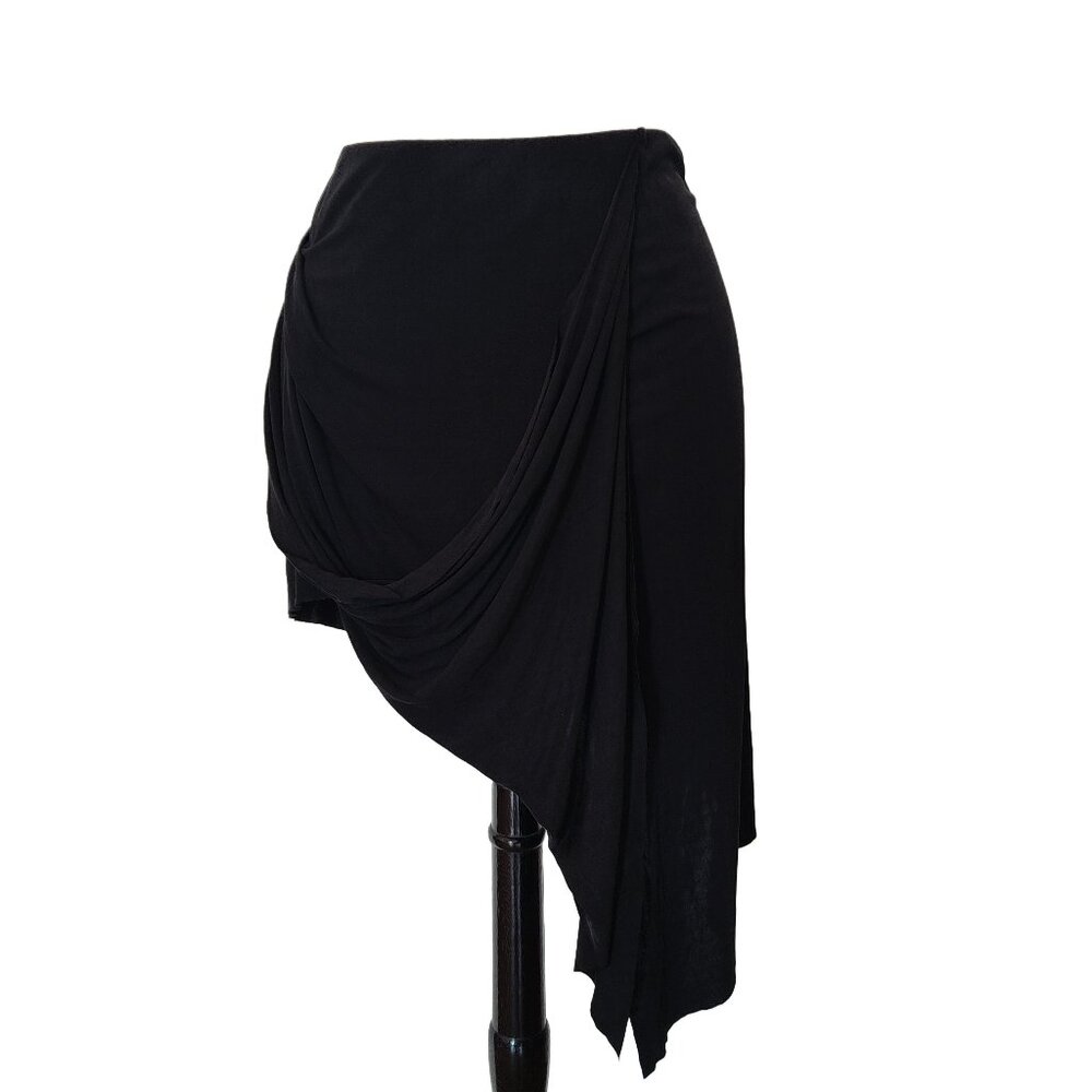 Helmut Lang Black Asymmetrical Draped Skirt